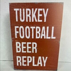 Wooden Box Sign Turkey Football Beer Replay 5x7 inch Decorative Home Art